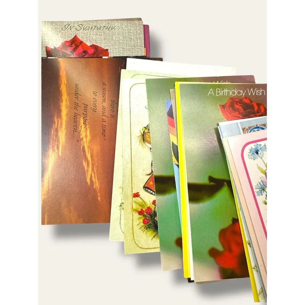 Boxed Set Of Assorted Vintage Greeting Cards With Envelopes - Birthday Sympathy